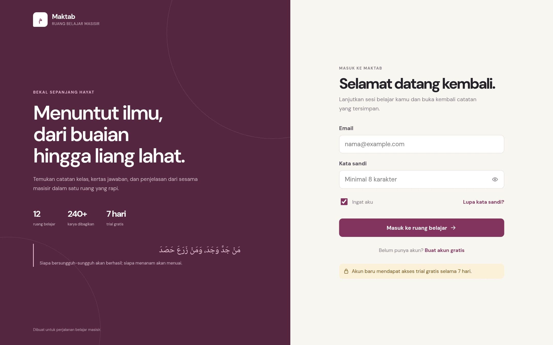 Tangkapan layar proyek Maktab
