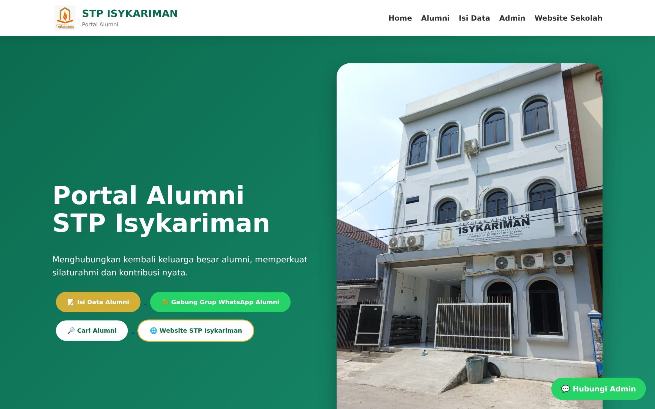 Tangkapan layar proyek Portal Alumni STP Isykariman